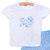 Basic Kalp ve Çiçek Baskılı Şortlu Takım Kız Bebek