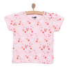 Basic Kız Meyve Yiyen Kedi Desenli T-Shirt Kız Bebek