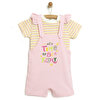 Basic Renkli Çizgili Şort Salopet-Tshirt Takım Kız Bebek