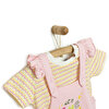 Basic Renkli Çizgili Şort Salopet-Tshirt Takım Kız Bebek
