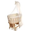 Doğal Ahşap Sallanabilir Anne Yanı Sepet Beşik Krem