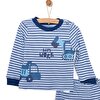 Erkek Bebek  Pijama takımı  Kepçe Desenli Bisiklet Yaka Uzun Kol Koyu Mavi