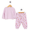 Kız Bebek Pijama Takım Salyangoz Desen Bisiklet Yaka Uzun Kol Lilla