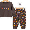 Erkek Bebek Pijama Takım İnterlok Hayvan Desen Bisiklet Yaka Uzun Kol Haki