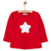 Kız Bebek Tshirt Yıldızlı Celebration Bisiklet Yaka Uzun Kol Kırmızı