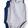 Erkek Bebek 3lü Atlet Body Ribana Bisiklet Yaka Atlet Kol