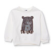 Erkek Bebek Hello Cute Bear Sweatshirt Şardonlu Üç İplik Bisiklet Yaka Uzun Kol