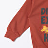 Erkek Bebek Sweatshirt  Dinazor Baskılı Bisiklet Yaka Uzun Kol
