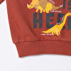 Erkek Bebek Sweatshirt  Dinazor Baskılı Bisiklet Yaka Uzun Kol