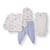 Erkek Bebek Yenidoğan Prematüre Set İnterlok Zarf Yaka Uzun Kol Patikli Paça