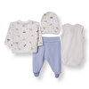 Erkek Bebek Yenidoğan Prematüre Set İnterlok Zarf Yaka Uzun Kol Patikli Paça