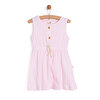 Kız Bebek Elbise Jakar Örme Düğme First Holiday Bisiklet Yaka Kısa Kol Pembe