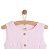 Kız Bebek Elbise Jakar Örme Düğme First Holiday Bisiklet Yaka Kısa Kol Pembe