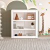 Ahşap Montessori Çocuk 3 Raflı Açık Kitaplık Beyaz