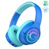 Gürültü Önleyici Ses Sınırlı 60 Saat Oynatma Süreli Bluetooth Çocuk Kulaklığı Mavi BTH 18