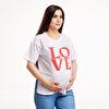Hamile Love Baskılı Kısa Kol Tshirt Anne Giyim
