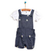 Basic Kız Bebek Papatyalı Denim Salopet-Tshirt Takım
