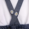 Basic Kız Bebek Papatyalı Denim Salopet-Tshirt Takım