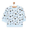 Erkek Bebek Sweatshirt Şardonlu Penguen Desenli Çıtçıtlı Bisiklet Yaka Uzun Kol Desenli