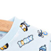 Erkek Bebek Sweatshirt Şardonlu Penguen Desenli Çıtçıtlı Bisiklet Yaka Uzun Kol Desenli