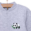 Unisex Kapitone Hırka Kapitone Örme Kumaş Çıtçıtlı Gri Melanj