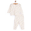 Kız Bebek Pijama Takım Kaşkorse Gökkuşağı Bisiklet Yaka Uzun Kol Ekru