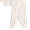 Kız Bebek Pijama Takım Kaşkorse Gökkuşağı Bisiklet Yaka Uzun Kol Ekru