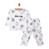 Erkek Bebek Pijama Takım Kaşkorse Yıldız Desen Bisiklet Yaka Uzun Kol Ekru