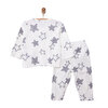 Erkek Bebek Pijama Takım Kaşkorse Yıldız Desen Bisiklet Yaka Uzun Kol Ekru