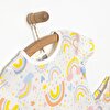 Kısa Kol Gökkuşağı Desenli Bisiklet Yaka Pijama Takımı