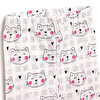Kız Kedi Desenli Uzun Kol Pijama Takımı