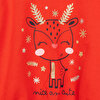 Kız Bebek Sweatshirt İki İplik Kumaş New Year Party Bisiklet Yaka Uzun Kol Kırmızı