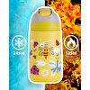 Paslanmaz Çelik, Pipetli, Kilitlenebilir Çocuk Matarası 350 ml-Sarı Arı