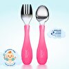 Paslanmz Çelik Çatal Kaşık Seti Pembe