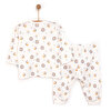 Erkek Bebek Pijama Takımı İnterlok Çıtçıtlı Pambuliq Pijama Takımı Bisiklet Yaka Uzun Kol Koyu Sarı