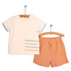 Surfing Çizgili Büyük Cep Detaylı Tshirt-Şort Takım Erkek Bebek