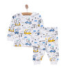Uzun Kol Bisiklet Yaka Dinazor Desenli Pijama Takımı