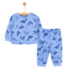 Uzun Kol Dinazor Desenli Bisiklet Yaka Pijama Takımı