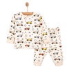 Uzun Kol Kaşkorse Araba Desenli Bisiklet Yaka Pijama Takımı