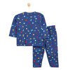 Uzun Kol Sayı Desenli Bisiklet Yaka Pijama Takımı