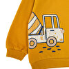 Erkek Bebek Sweatshirt Pantolon Şardonlu Vehicles Line Bisiklet Yaka Uzun Kol Hardal