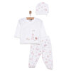 Yenidoğan Kız Bebek Sevimli Tavşan ve Kirpi Zıbın-Şapka Patikli Alt 3lü Set Kız Bebek