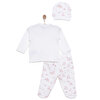 Yenidoğan Kız Bebek Sevimli Tavşan ve Kirpi Zıbın-Şapka Patikli Alt 3lü Set Kız Bebek