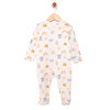 Kız Bebek Yenidoğan Patikli Tulum %100 Pamuk Fermuarlı Hayvan Desenli Bisiklet Yaka Uzun Kol Bej