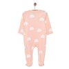 Kız Bebek Yenidoğan Patikli Tulum %100 Pamuk Fermuarlı Bulut Desenli Fermuarlı Bisiklet Yaka Uzun