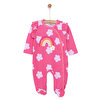 Kız Bebek Yenidoğan Patikli Tulum %100 Pamuk Çıtçıtlı Bisiklet Yaka Uzun Kol Pembe