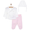 Yenidoğan Mini Heart Zıbın-Şapka-Patikli Alt 3lü Set Kız Bebek