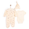 Yenidoğan Organic Little Lamb Tulum-Body-Şapka 3lü Set Kız Bebek