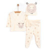 Yenidoğan Organic Little Lamb Zıbın-Şapka-Patikli Alt 3lü Set Kız Bebek