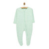 Erkek Bebek Yenidoğan Patikli Tulum %100 Pamuk Fermuarlı Bisiklet Yaka Uzun Kol Mint